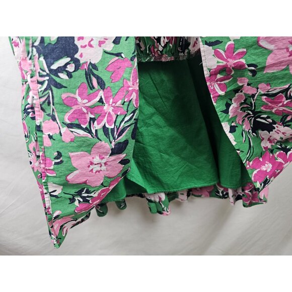 J.Crew Women's Dress Size 00 Green Floral Ruffle Sleeveless Midi Dress Spring - Picture 9 of 16